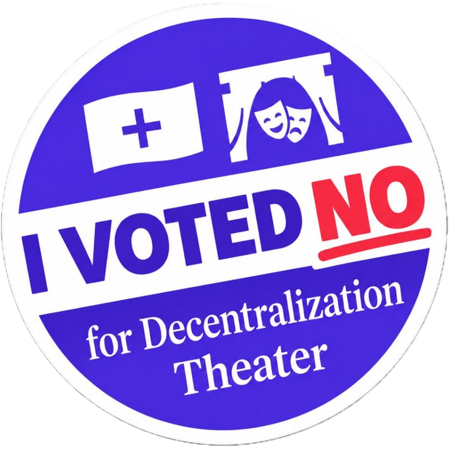 Sticker: I voted NO for Decentralization Theater